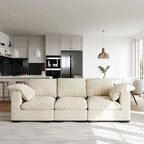 86.61 Modern Farmhouse Deep 3-Seater Sofa, Track Arm Couch, Linen Fabric Sofa