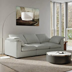 86.61 Modern Farmhouse Deep 3-Seater Sofa, Track Arm Couch, Linen Fabric Sofa