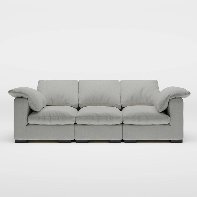 86.61 Modern Farmhouse Deep 3-Seater Sofa, Track Arm Couch, Linen Fabric Sofa