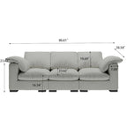 86.61 Modern Farmhouse Deep 3-Seater Sofa, Track Arm Couch, Linen Fabric Sofa