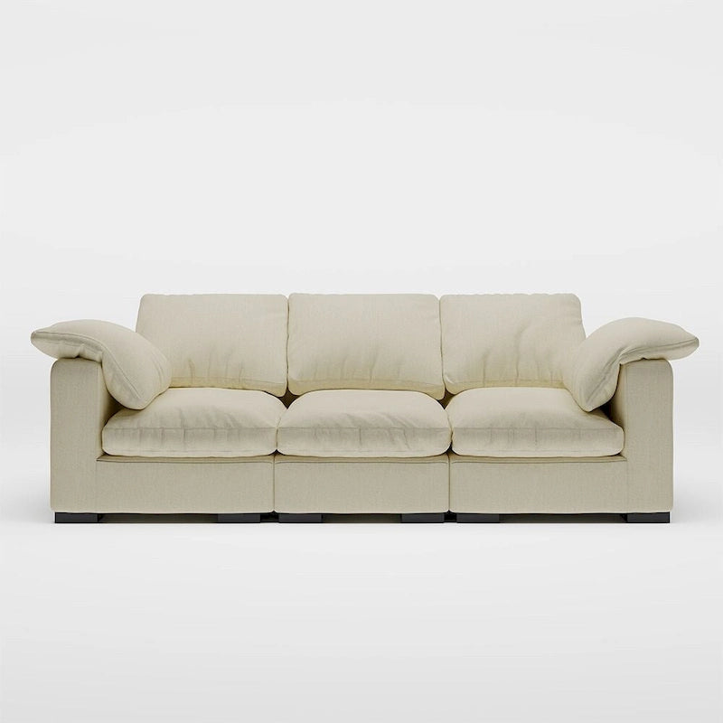 86.61 Modern Farmhouse Deep 3-Seater Sofa, Track Arm Couch, Linen Fabric Sofa