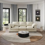 86.61 Modern Farmhouse Deep 3-Seater Sofa, Track Arm Couch, Linen Fabric Sofa