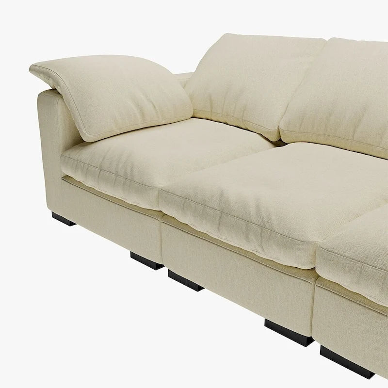 86.61 Modern Farmhouse Deep 3-Seater Sofa, Track Arm Couch, Linen Fabric Sofa