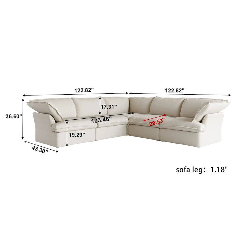 5-Seat Modern V Shape Sectional Couch for Living Room