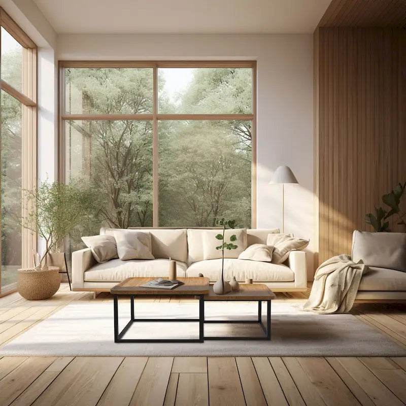 Square Nesting Coffee Table Set of 2 Wood Metal Stacking Side Table - 22x22x18