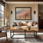 Square Nesting Coffee Table Set of 2 Wood Metal Stacking Side Table - 22x22x18