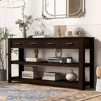 Entryway Console End Table with 4 Drawers and 2 Shelves for Hallway, Living Rooms