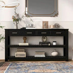Entryway Console End Table with 4 Drawers and 2 Shelves for Hallway, Living Rooms