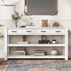 Entryway Console End Table with 4 Drawers and 2 Shelves for Hallway, Living Rooms