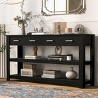 Entryway Console End Table with 4 Drawers and 2 Shelves for Hallway, Living Rooms