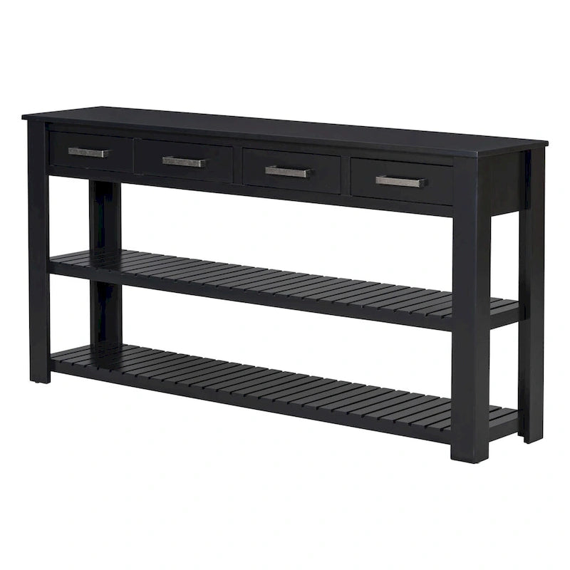 Entryway Console End Table with 4 Drawers and 2 Shelves for Hallway, Living Rooms