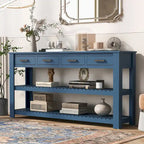 Entryway Console End Table with 4 Drawers and 2 Shelves for Hallway, Living Rooms