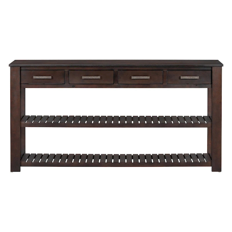 Entryway Console End Table with 4 Drawers and 2 Shelves for Hallway, Living Rooms