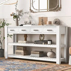 Entryway Console End Table with 4 Drawers and 2 Shelves for Hallway, Living Rooms