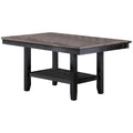 Dining Table with Rectangular Wooden Top and Open Shelf, Dark Brown