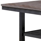 Dining Table with Rectangular Wooden Top and Open Shelf, Dark Brown