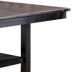 Dining Table with Rectangular Wooden Top and Open Shelf, Dark Brown