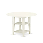 East West Furniture Dining Table Set Contains a Round Dining Table and Chairs, Linen White (Pieces Options)