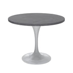 Verve Dining Table with a 36 Round Tabletop in White Steel Pedestal