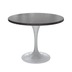 Verve Dining Table with a 36 Round Tabletop in White Steel Pedestal