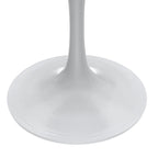 Verve Dining Table with a 36 Round Tabletop in White Steel Pedestal