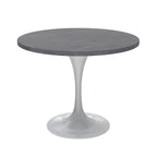 Verve Dining Table with a 36 Round Tabletop in White Steel Pedestal