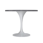 Verve Dining Table with a 36 Round Tabletop in White Steel Pedestal