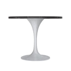 Verve Dining Table with a 36 Round Tabletop in White Steel Pedestal