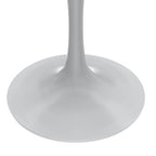 Verve Dining Table with a 36 Round Tabletop in White Steel Pedestal