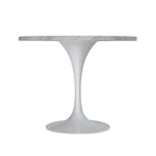 Verve Dining Table with a 36 Round Tabletop in White Steel Pedestal
