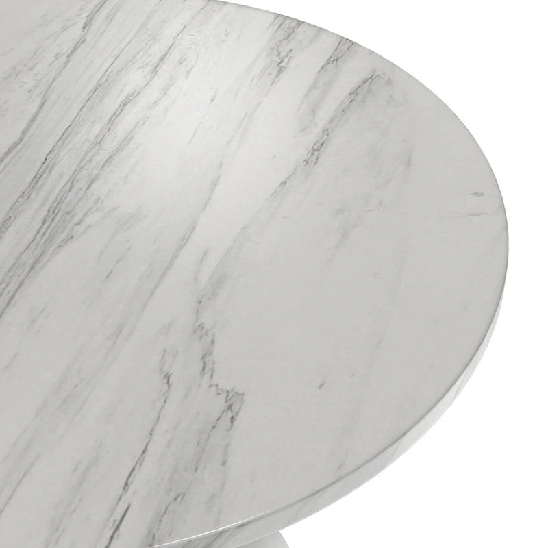 Verve Dining Table with a 36 Round Tabletop in White Steel Pedestal