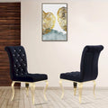 Black Buttons Tufted Dining Chairs with Gold Legs