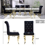 Black Buttons Tufted Dining Chairs with Gold Legs