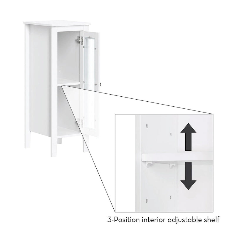 RiverRidge Prescott Single Door Narrow Bathroom and Laundry Storage Cabinet and Organizer with Adjustable Shelves - White