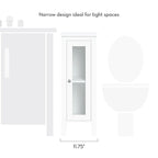 RiverRidge Prescott Single Door Narrow Bathroom and Laundry Storage Cabinet and Organizer with Adjustable Shelves - White