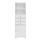 10 in. W x 22 in. D x 68.3 in. H White MDF Linen Cabinet with 3 Drawers and Adjustable Shelves