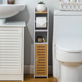 Toilet Paper Holder Stand Bathroom Storage Cabinet Beside Toilet Storage for Small Bathroom - 6.7D x 6.7W x 30H
