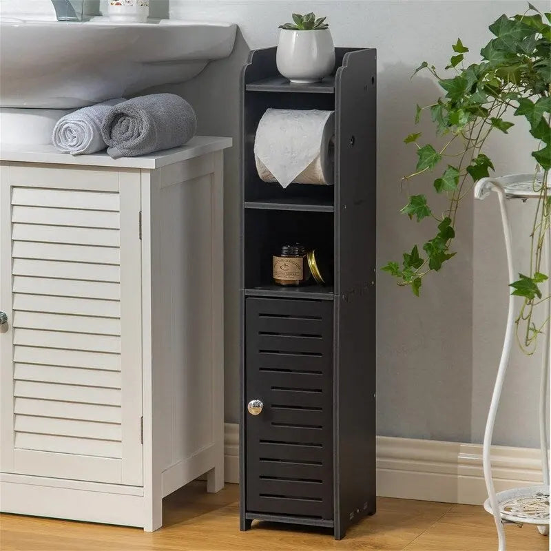 Toilet Paper Holder Stand Bathroom Storage Cabinet Beside Toilet Storage for Small Bathroom - 6.7D x 6.7W x 30H