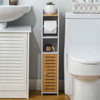 Toilet Paper Holder Stand Bathroom Storage Cabinet Beside Toilet Storage for Small Bathroom - 6.7D x 6.7W x 30H