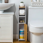 Toilet Paper Holder Stand Bathroom Storage Cabinet Beside Toilet Storage for Small Bathroom - 6.7D x 6.7W x 30H