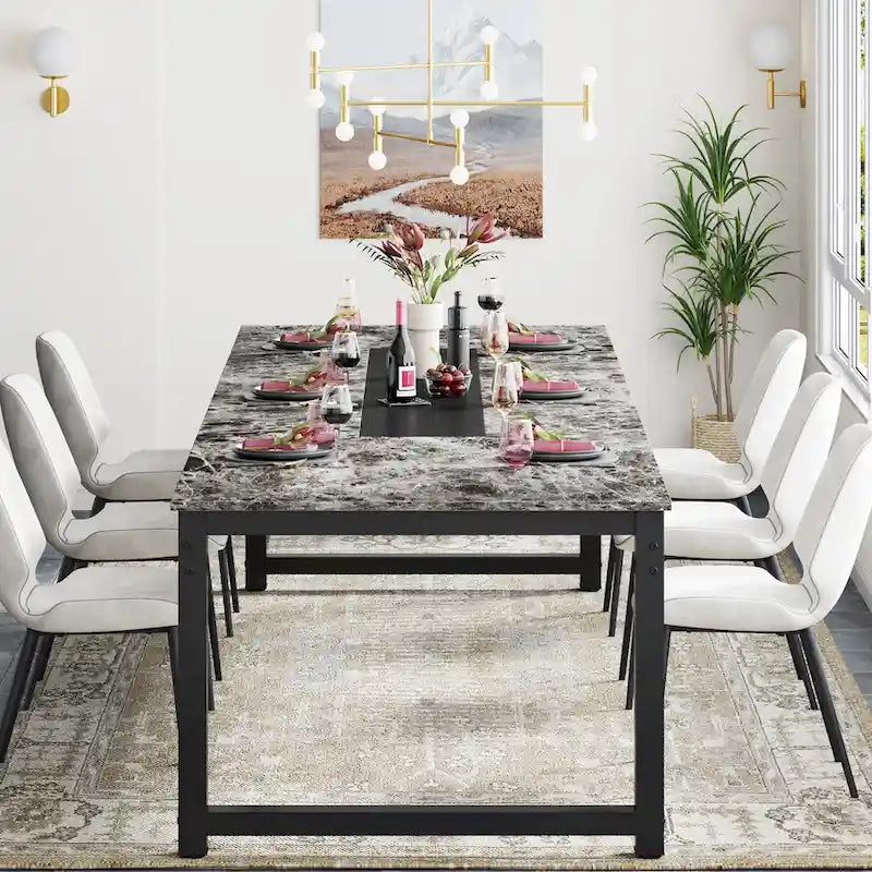 78.74 Inches Modern Dining Table for 8-10, Rectangular Kitchen Table - 78.7W x 39.4D