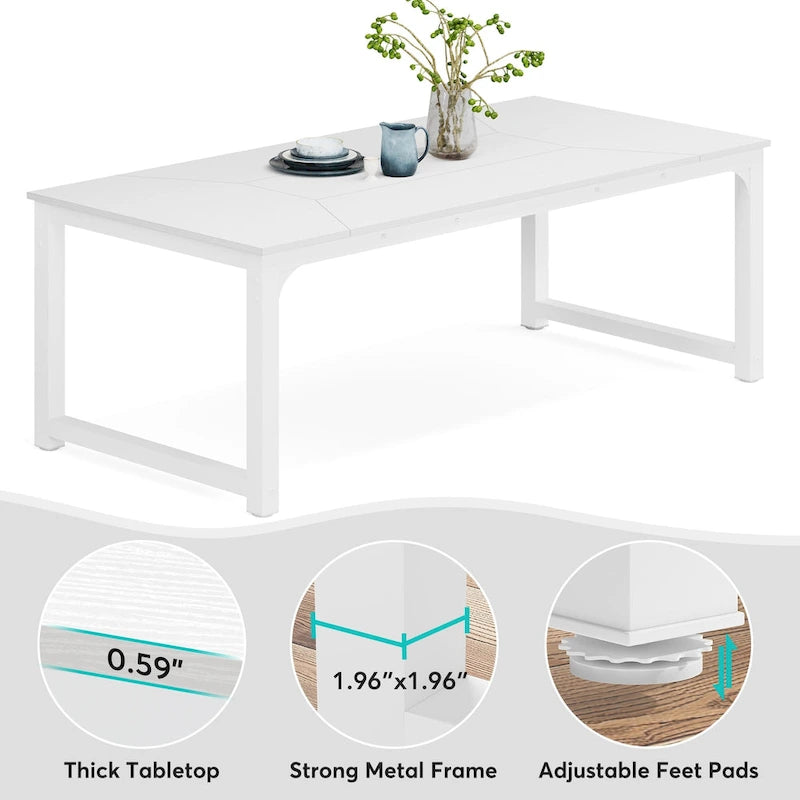 78.74 Inches Modern Dining Table for 8-10, Rectangular Kitchen Table - 78.7W x 39.4D