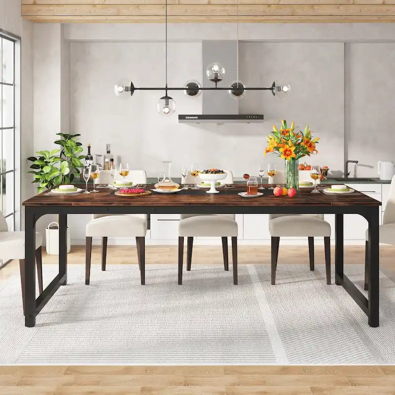 78.74 Inches Modern Dining Table for 8-10, Rectangular Kitchen Table - 78.7W x 39.4D