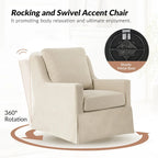 Stan Farmhouse Slipcover Rocking Swivel Chair by HULALA HOME