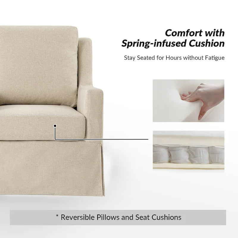 Stan Farmhouse Slipcover Rocking Swivel Chair by HULALA HOME