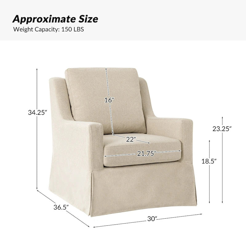 Stan Farmhouse Slipcover Rocking Swivel Chair by HULALA HOME