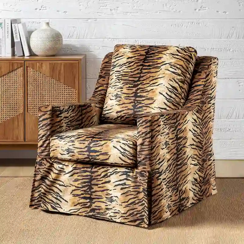 Stan Farmhouse Slipcover Rocking Swivel Chair by HULALA HOME