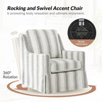 Stan Farmhouse Slipcover Rocking Swivel Chair by HULALA HOME