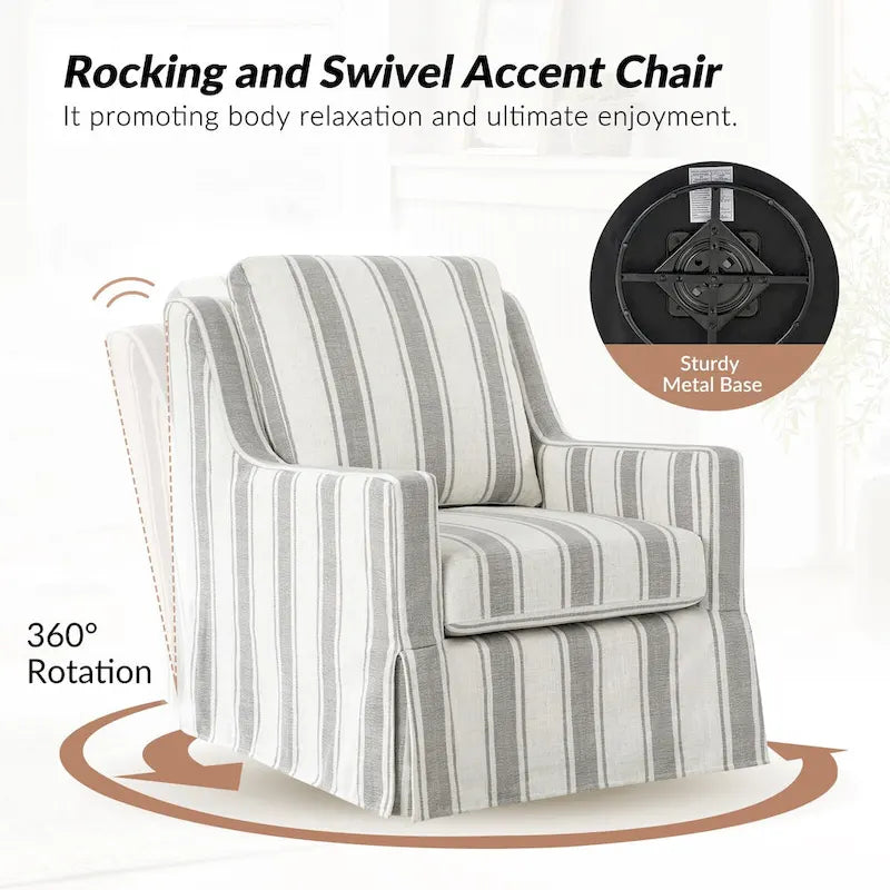 Stan Farmhouse Slipcover Rocking Swivel Chair by HULALA HOME