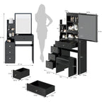 Small Space Vanity Table with Cushioned Stool